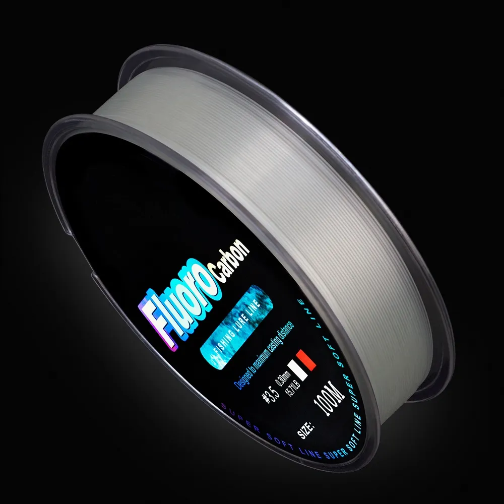 100m Fluorocarbon Fishing Lure Line 4.13-34.32LB Carbon Fiber Leader Fly Fishing Line Super Soft Line Pesca