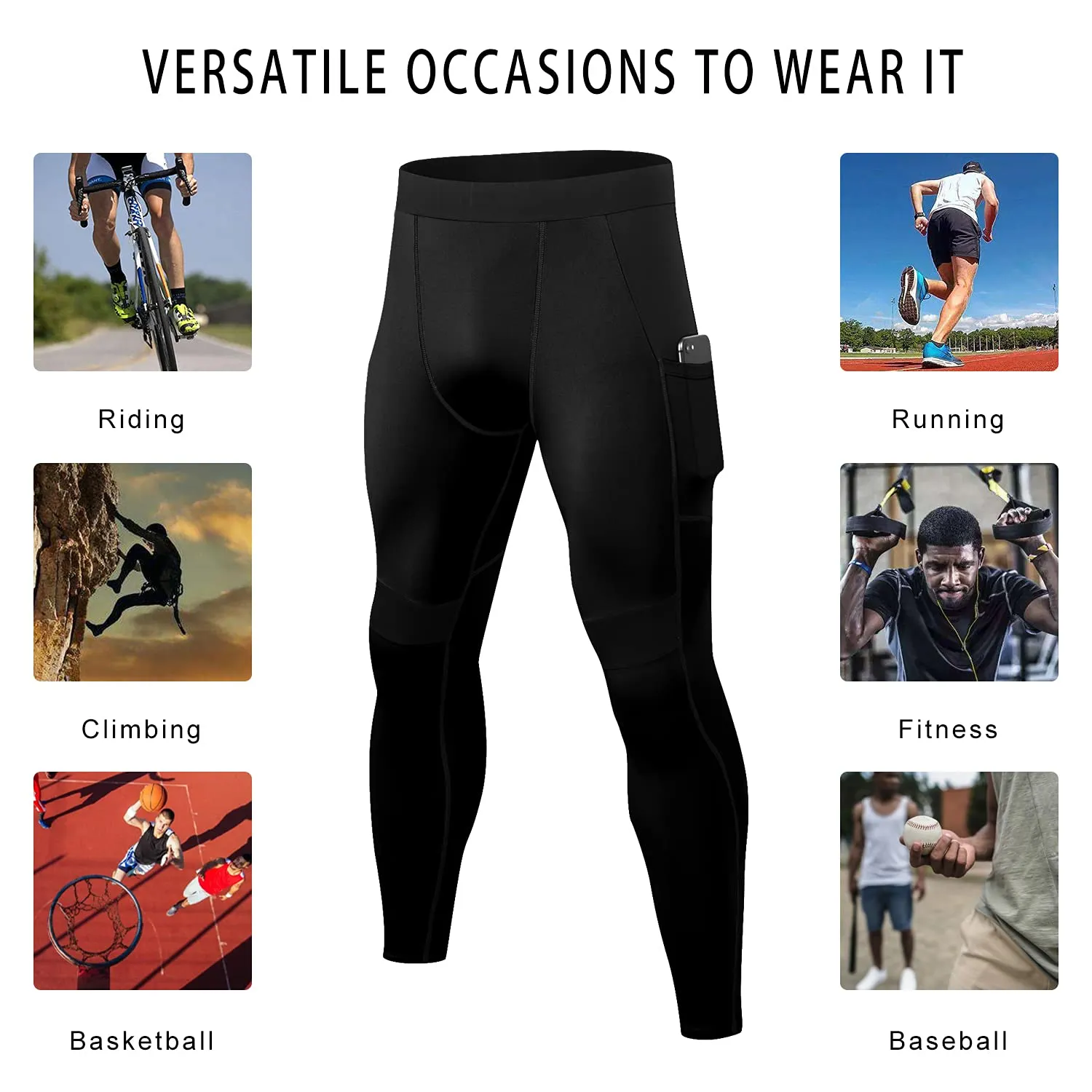 2 Pack Men's Compression Pants Workout Athletic Gym Leggings