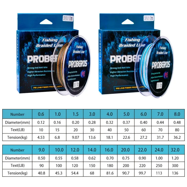 2 PCS PROBEROS 4 Edits 100M Strong Horse Fish Line, Line number: 3.0 / 30LB(Green)