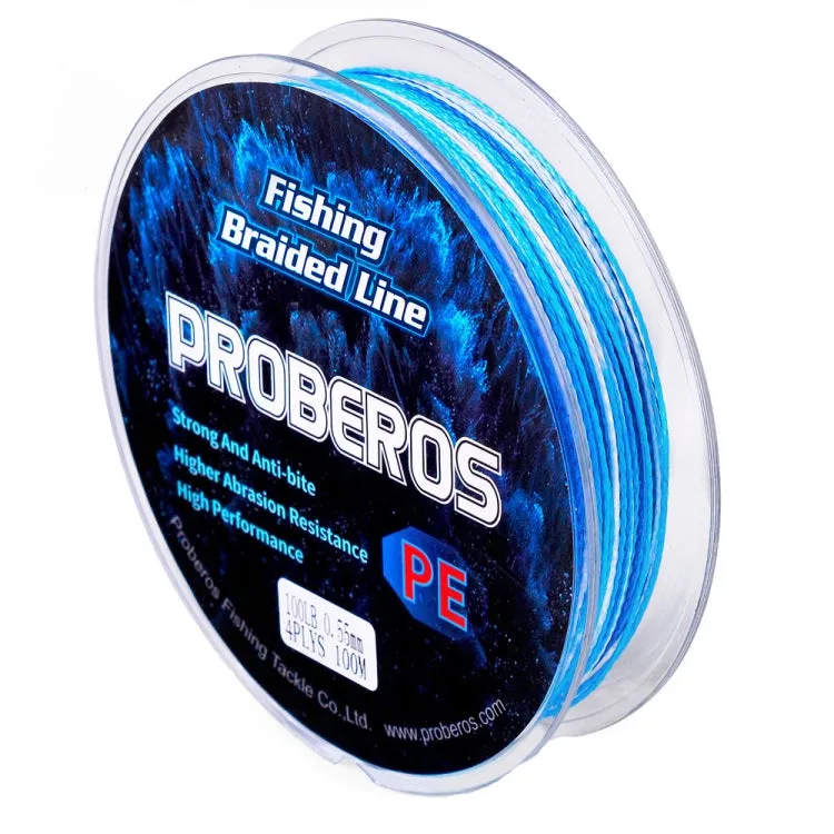 2 PCS PROBEROS 4 Edits 100M Strong Horse Fish Line, Line number: 8.0 / 80lb(Blue)