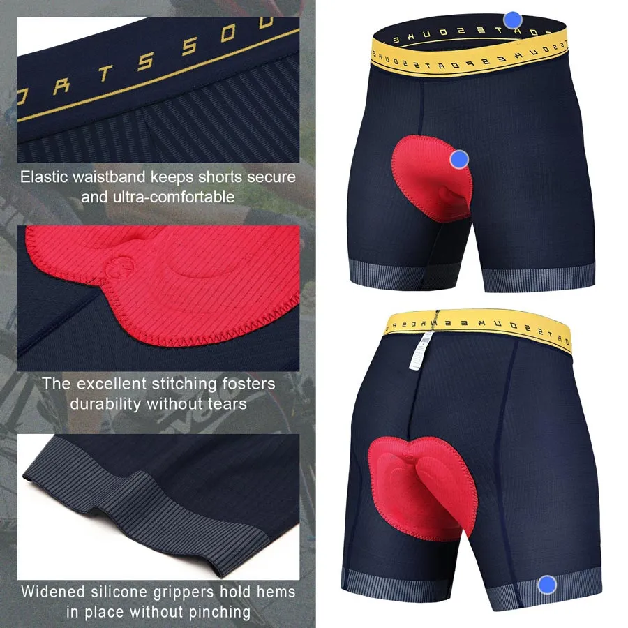 4D Padded Quick Dry Cycling Underwear for Men - PS6021-Dark Blue