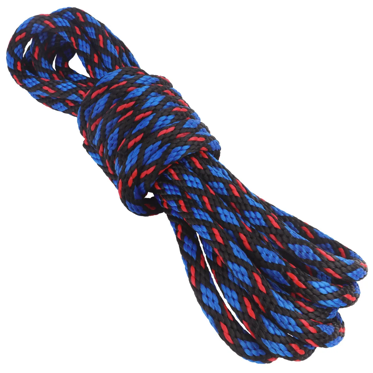 5/8 Solid Braid - Black w/ Blue Diamonds & Red Tracer