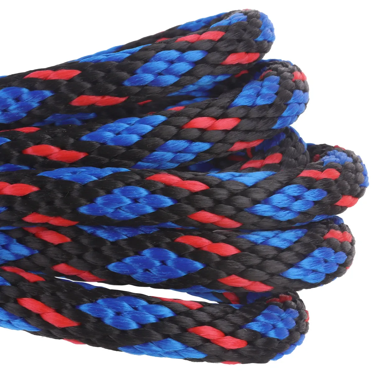 5/8 Solid Braid - Black w/ Blue Diamonds & Red Tracer