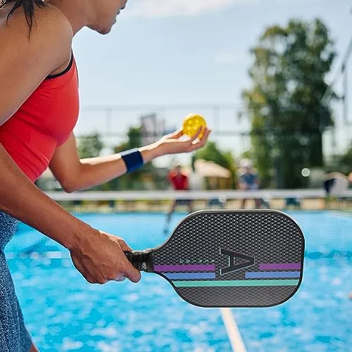 Achiou Pickleball Paddles, Pickleball Paddle Set of 2, Fiberglass Pickleball Rackets, USAPA Approved, 2 Outdoor Pickleball Balls & 2 Indoor Balls, Lightweight Carry Bag, Gifts for Men Women