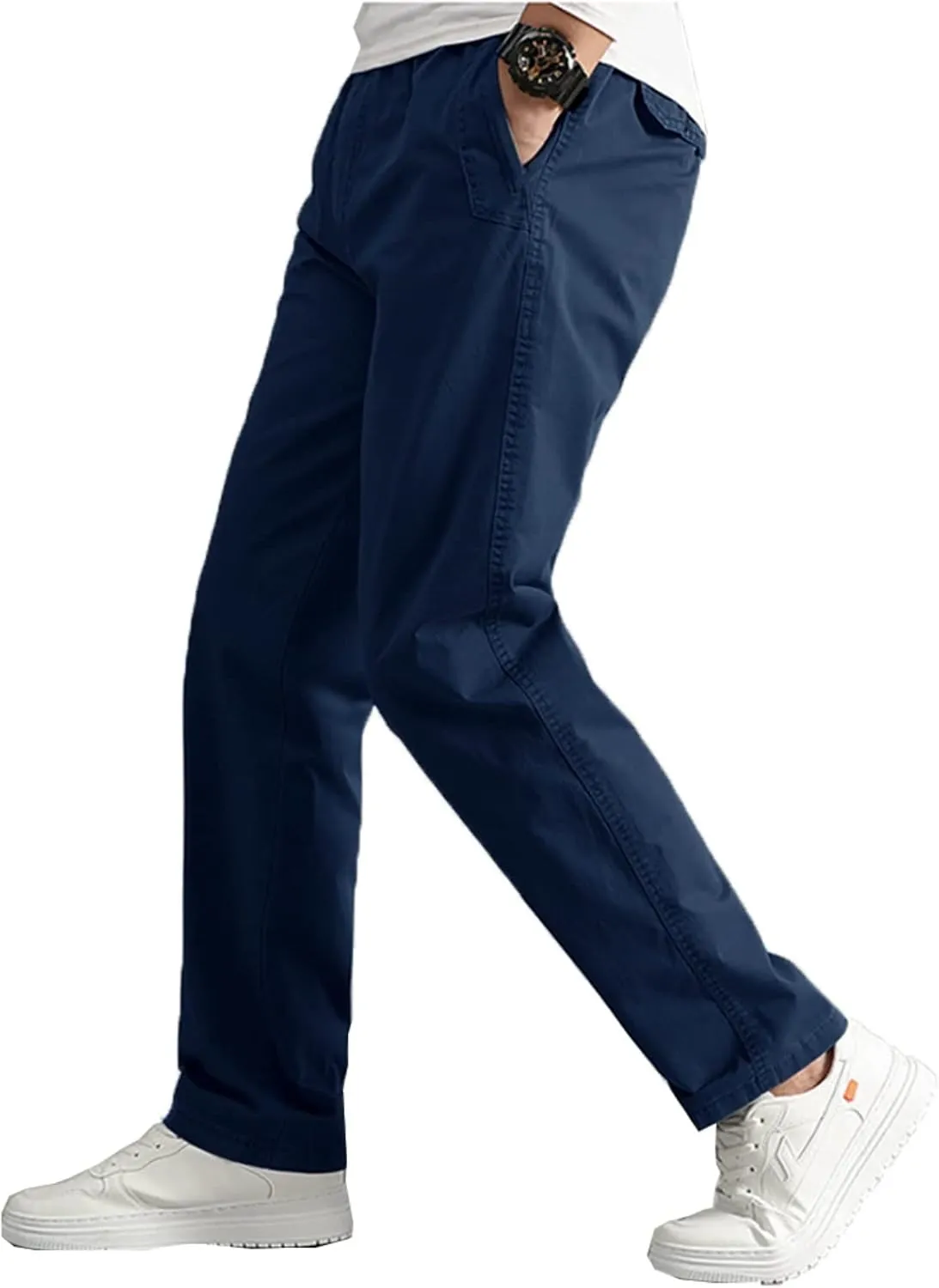 AIFARLD Mens Cargo Pants Elastic Waist Pants Sport Jogger Long Trousers for Hiking Fishing Running Workout