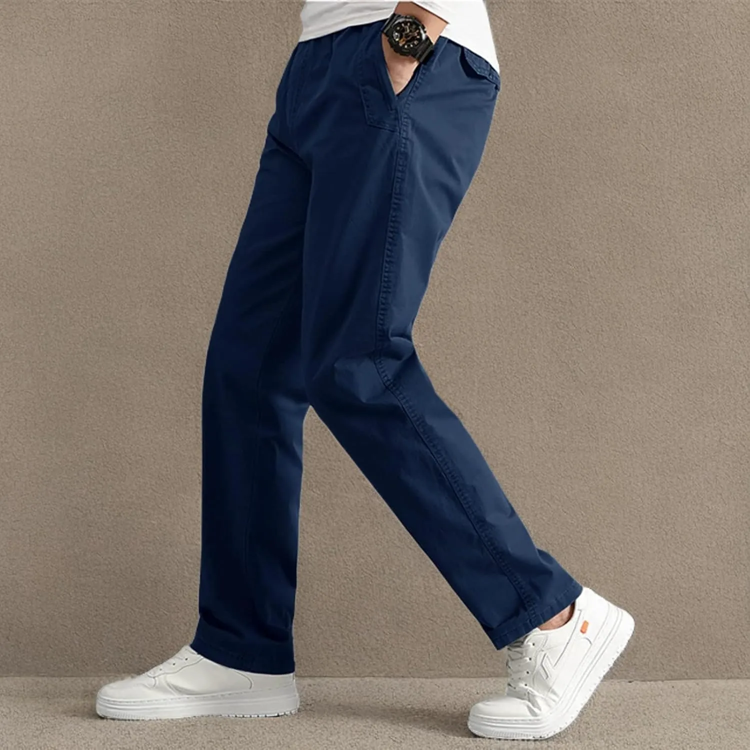 AIFARLD Mens Cargo Pants Elastic Waist Pants Sport Jogger Long Trousers for Hiking Fishing Running Workout