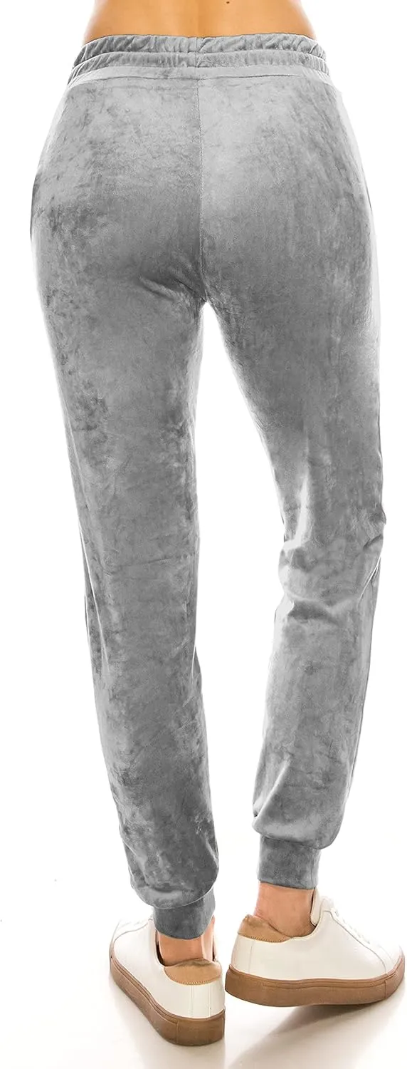 ALWAYS Women's Velvet Velour Joggers - Basic Premium Soft Stretch Warm Winter Sweatpants
