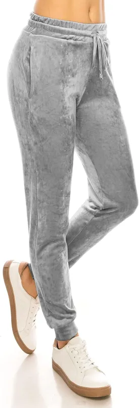 ALWAYS Women's Velvet Velour Joggers - Basic Premium Soft Stretch Warm Winter Sweatpants