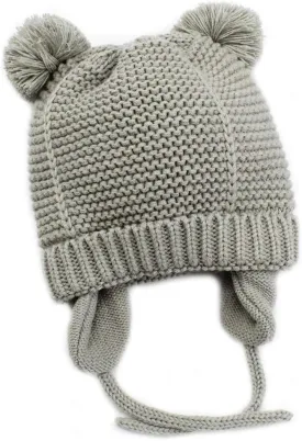 Baby Beanie Earflaps Hat - Infant Toddler Girls Boys Soft Warm Knit Hat Kids Winter Hat with Fleece Lining