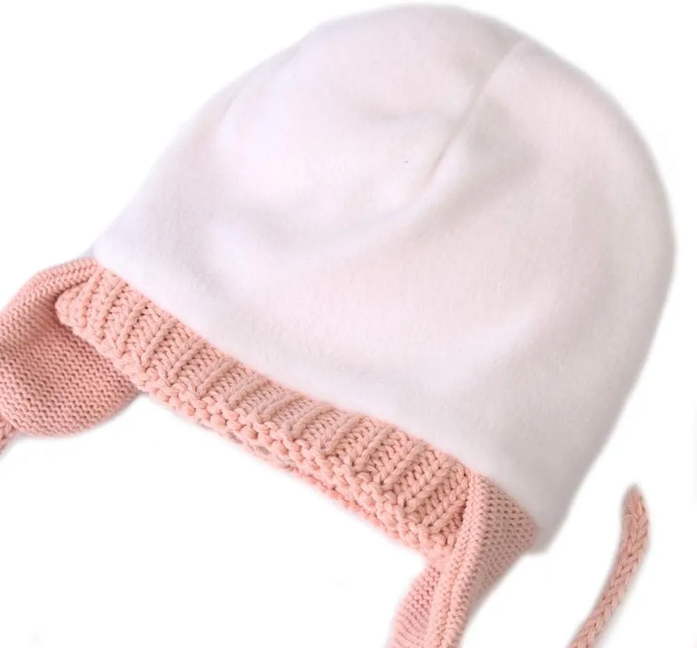 Baby Beanie Earflaps Hat - Infant Toddler Girls Boys Soft Warm Knit Hat Kids Winter Hat with Fleece Lining