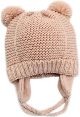 Baby Beanie Earflaps Hat - Infant Toddler Girls Boys Soft Warm Knit Hat Kids Winter Hat with Fleece Lining