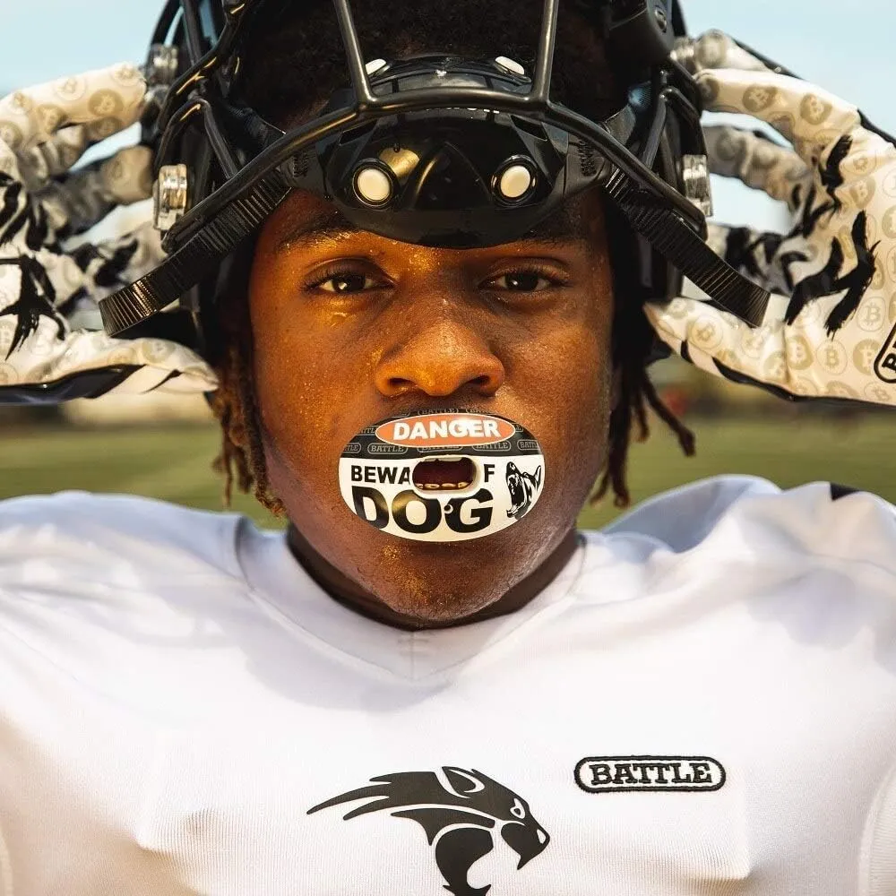 Battle Sports Oxygen Football Mouthguard - Football Mouth Guard with Strap, Superior Airflow & Better Performance, Maximum Breathability, Works with Braces