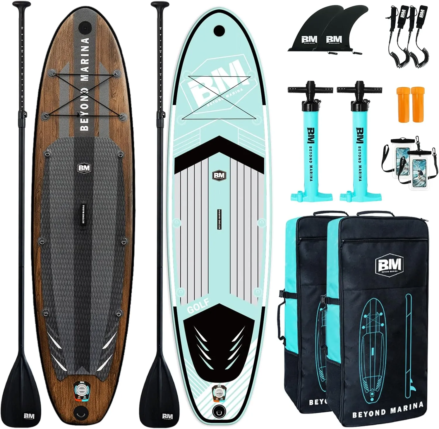 BEYOND MARINA Inflatable Stand Up Paddle Board, 10'6" SUP Paddleboard for Adult, Premium Accessories | Non-Slip 5MM EVA Deck & Foam Handles, Camera Mount, Double Action Pump, 85L Travel Backpack