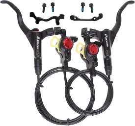 BUCKLOS MTB Hydraulic Disc Brakes, Mountain Bike Left Front 800mm Right Rear 1450mm Hydraulic Brake Set Aluminum Alloy Levers with Calipers PM/is Adapter Fit EBike/Fat Bike