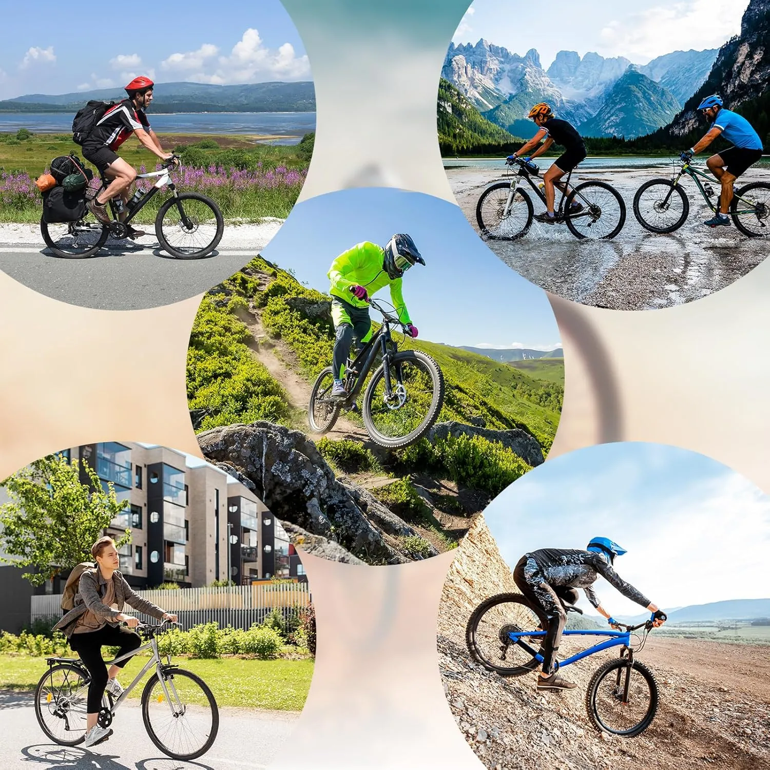 BUCKLOS MTB Hydraulic Disc Brakes, Mountain Bike Left Front 800mm Right Rear 1450mm Hydraulic Brake Set Aluminum Alloy Levers with Calipers PM/is Adapter Fit EBike/Fat Bike