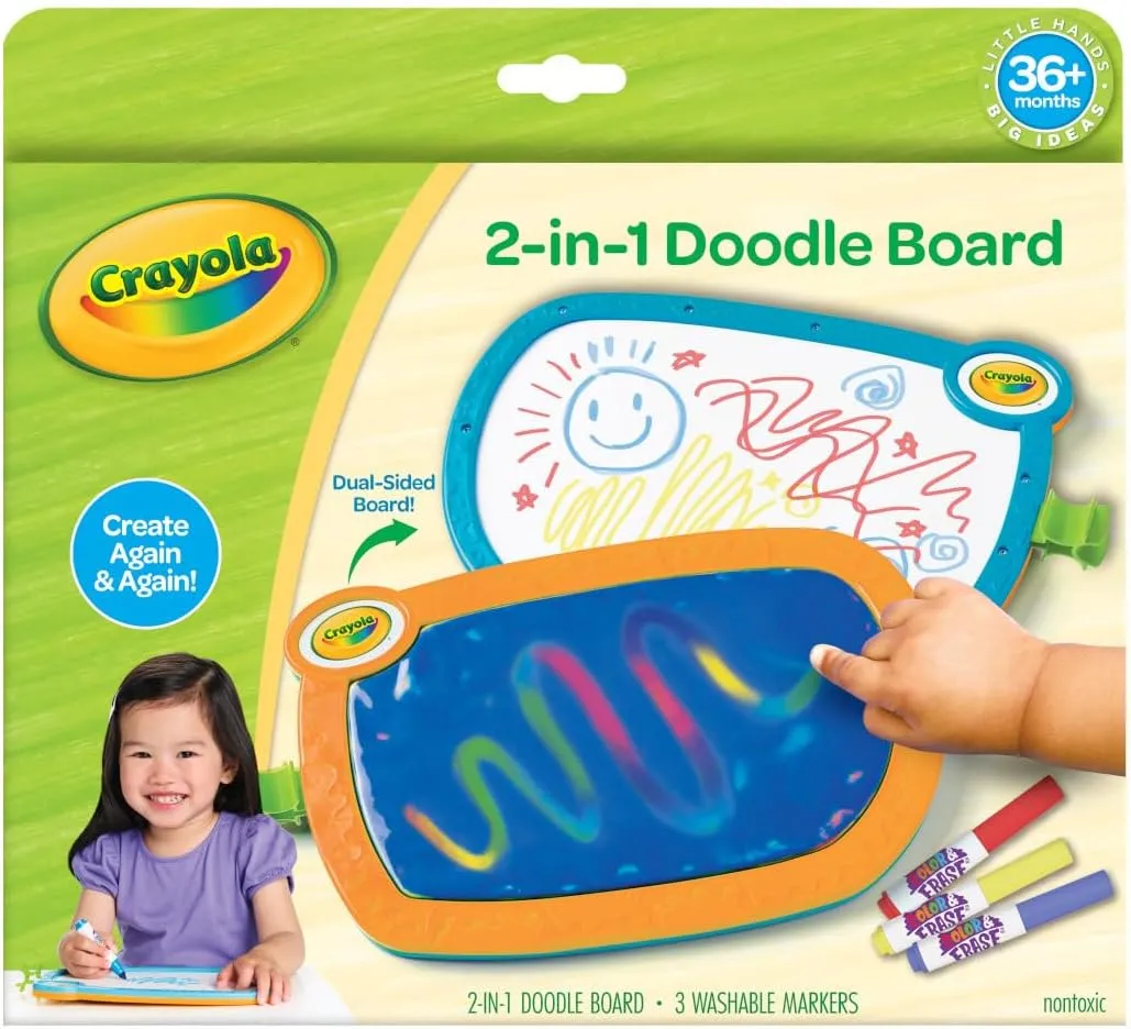 Crayola 2-in-1 Doodle Board for Toddlers, Squishy & Erasable Drawing Tablet, Educational Toddler Toy, Travel Activity, Sketching Pad, Gift for Kids