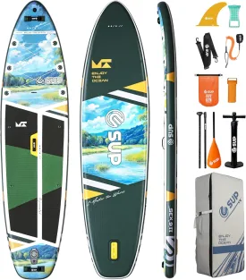 E SUP 11'6"x35" Extra Wide Inflatable Paddle Board Suitable for Beginner Wide Inflatable SUP for 2 1 People/Family/Surfing/Big Size w/Shoulder Strap 450lb All-Round Sup Board