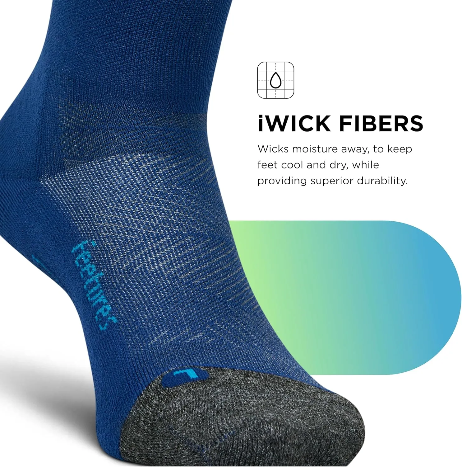 Feetures Elite Light Cushion Mini Crew Sock - Sport Sock with Targeted Compression - (1 Pair)