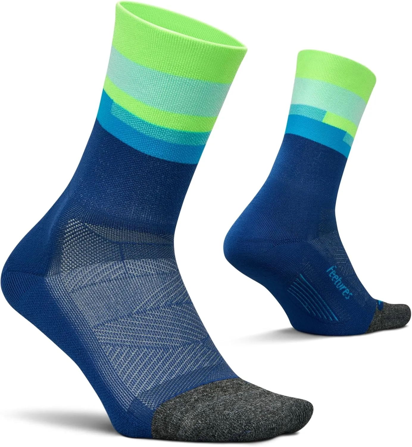 Feetures Elite Light Cushion Mini Crew Sock - Sport Sock with Targeted Compression - (1 Pair)