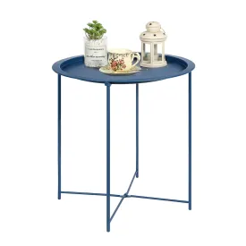 GadnRm End Table, Small Round Steel Table, Folding Metal TV Tray Side Table for Small Space, Waterproof Coffee Table, Sofa Side Table 。