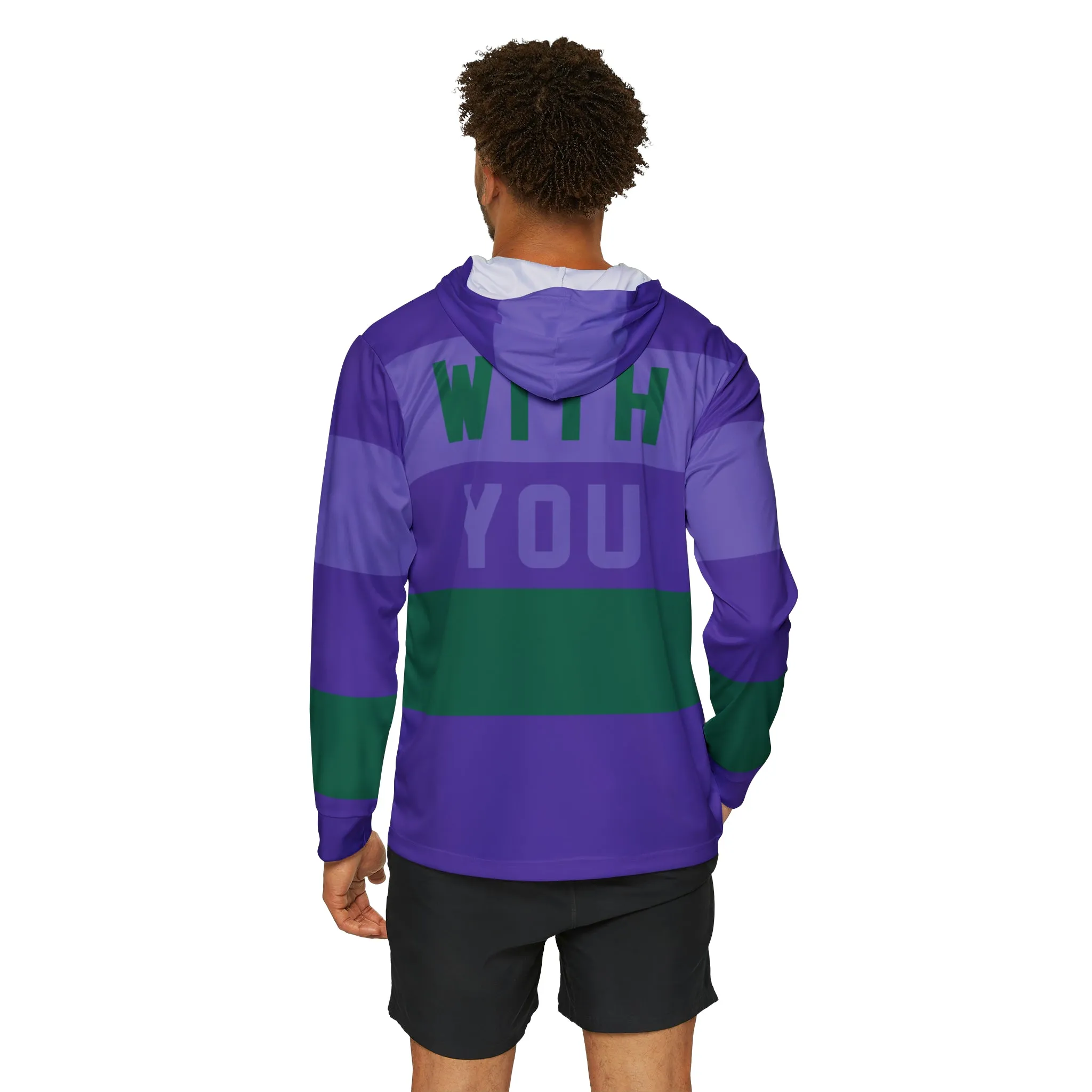 Grape Soda Rugby Stripes Light Weight Moisture Wicking Hoodie