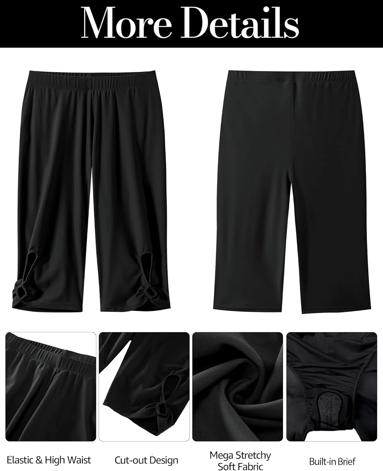 GRAPENT Swim Shorts Women High Waisted Cutout Beach Long Board Shorts Swimwear 11'' Inseam Short Swim Pants Bottom Only