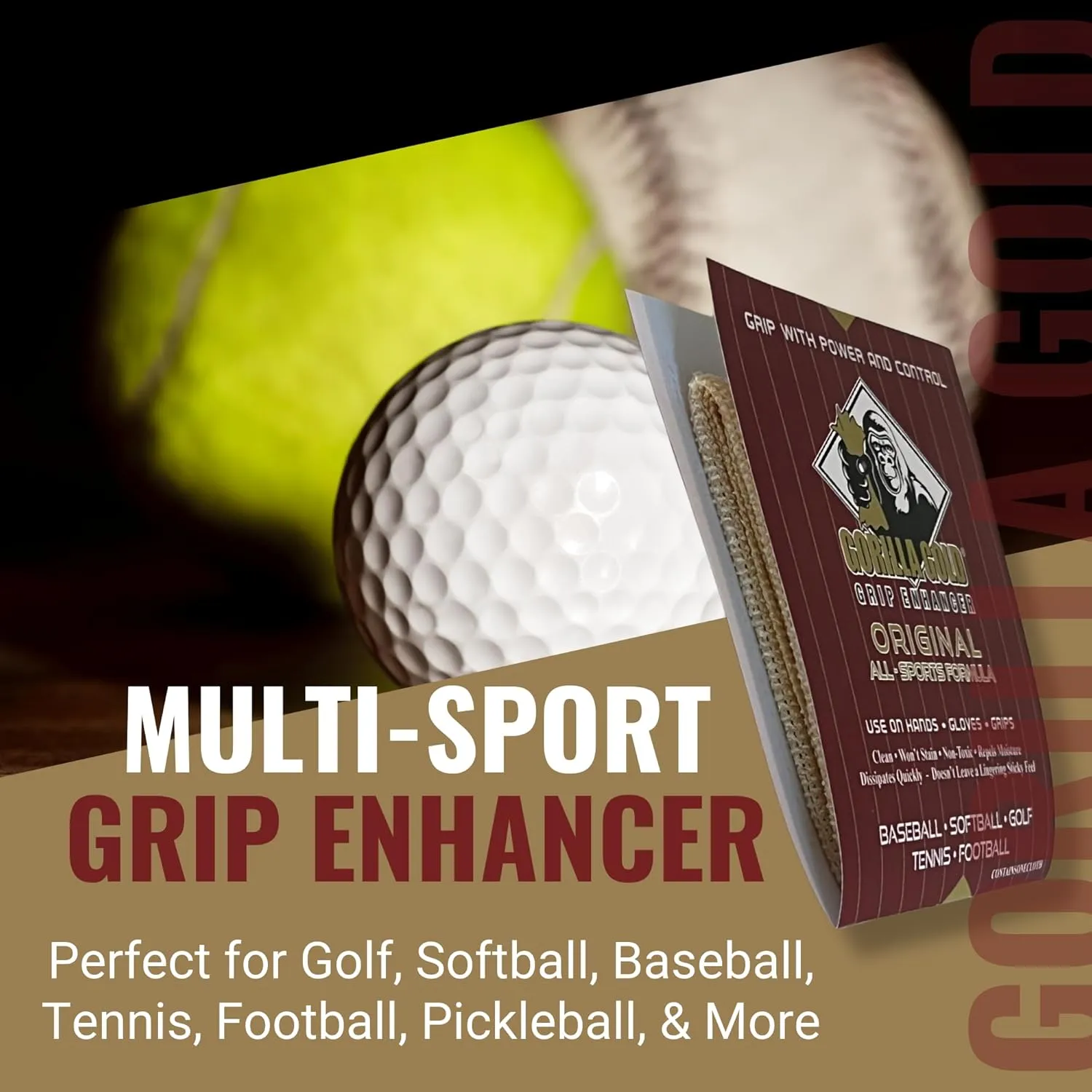 Grip Enhancer Tacky Towel - (Pack of 3) - All Sports Tack Cloth Rags for Sweaty Hands in Golf, Softball, Baseball, Tennis & More - Versatile Moisture-Wicking Grip Solution for Athletes