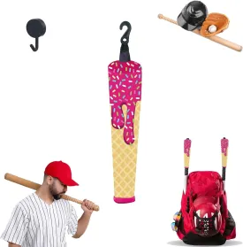 Ice Cream Protective Baseball Bat Handle Cover, Baseball & Softball Handle Cover, Soft Cushioned Grip Sleeve with Zipper & Hook, for Grip Replacement Bat Grip Wrap Vehicle Protector