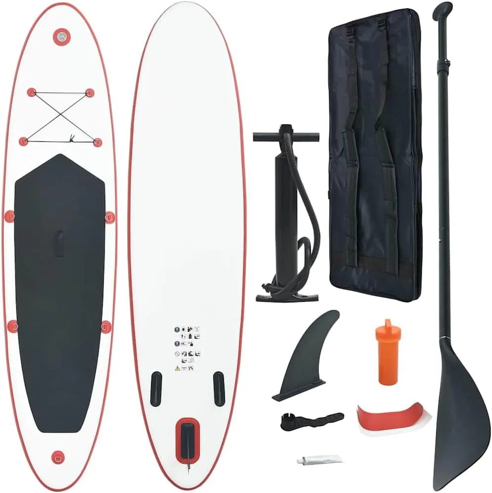 Inflatable Stand Up Paddle Board Set for Adventure, Comfort, and Fun,1 Adult Capacity, Includes Oar and Pump, Red and White