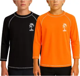iXtreme Boys Swim Shirt - 2 Pack Rashguard UPF 50  Quick Dry Sun Protection Swimwear Boys Rash Guard Long Sleeve (Size 5-18)