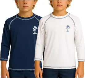 iXtreme Boys Swim Shirt - 2 Pack Rashguard UPF 50  Quick Dry Sun Protection Swimwear Boys Rash Guard Long Sleeve (Size 5-18)