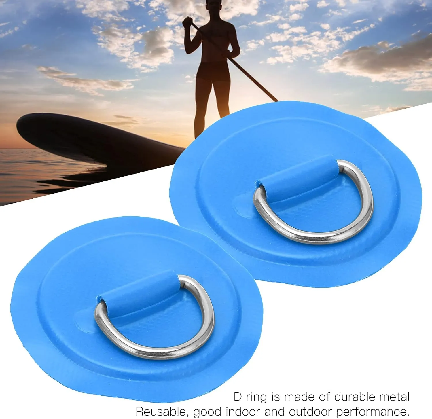 Kayak D Ring Patch, PVC D Ring Pad Kayak Tie Down Fitting D Ring Pad Patch Patch Stand Up Paddleboard for Inflatable Boat Raft Dinghy Canoe Surfboard