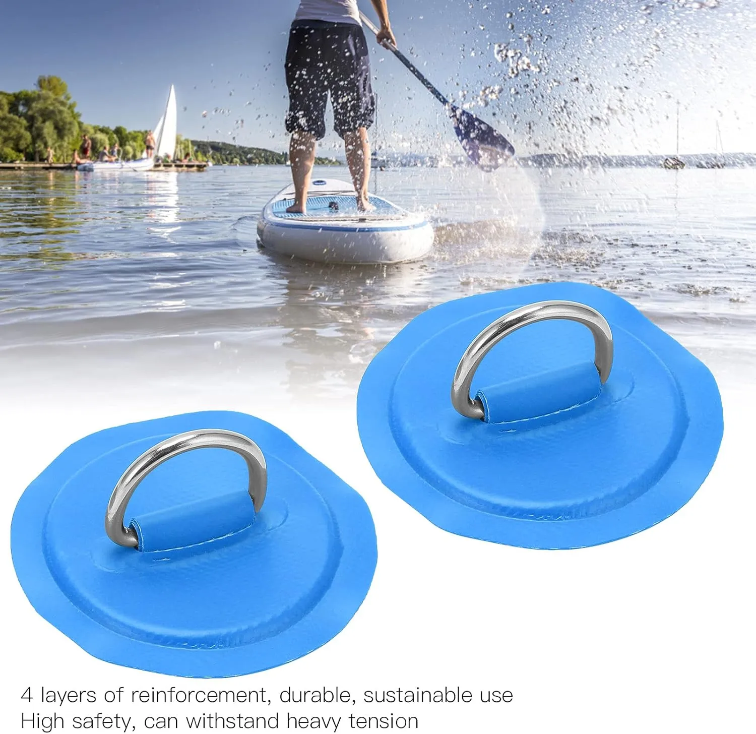 Kayak D Ring Patch, PVC D Ring Pad Kayak Tie Down Fitting D Ring Pad Patch Patch Stand Up Paddleboard for Inflatable Boat Raft Dinghy Canoe Surfboard