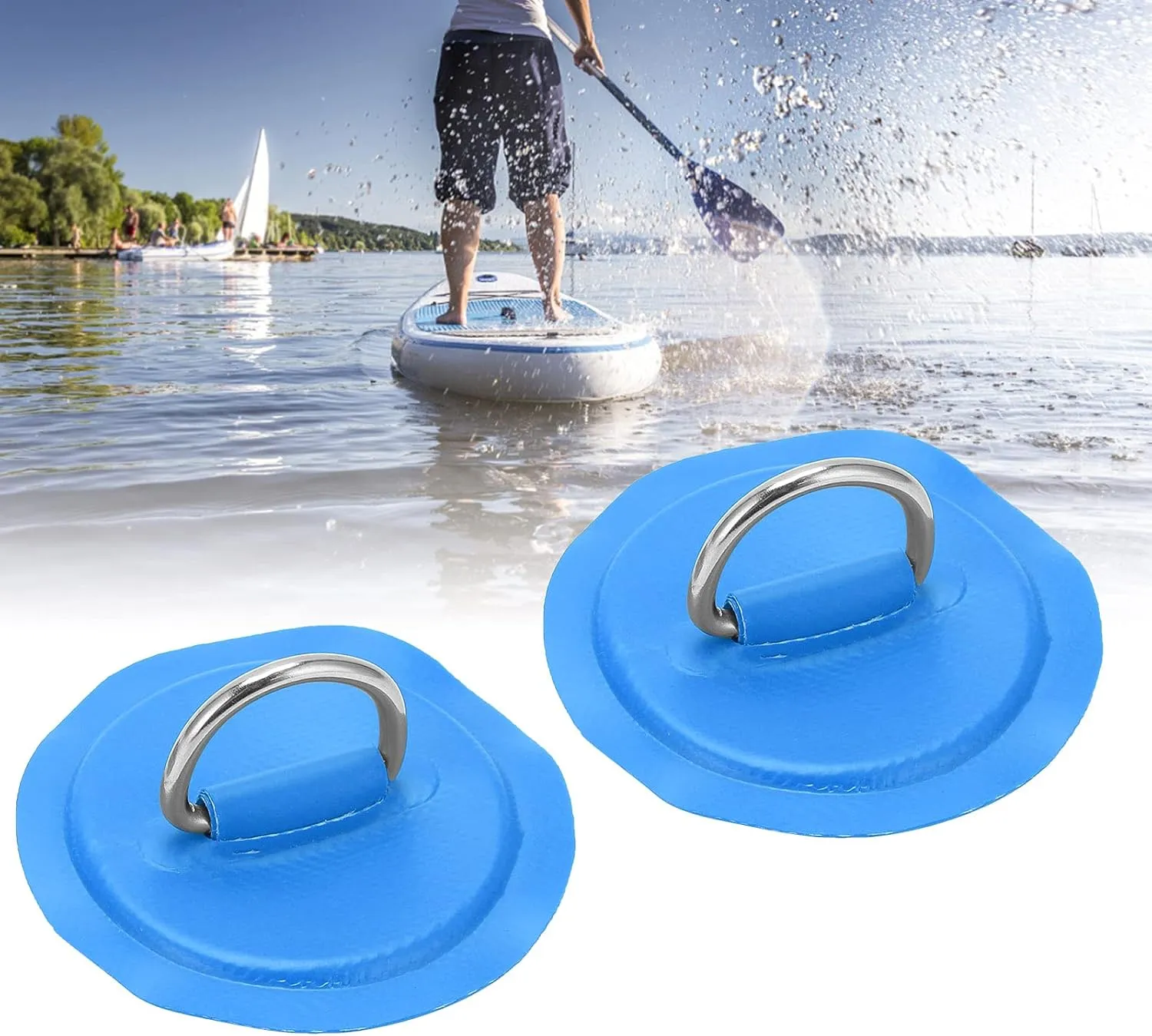 Kayak D Ring Patch, PVC D Ring Pad Kayak Tie Down Fitting D Ring Pad Patch Patch Stand Up Paddleboard for Inflatable Boat Raft Dinghy Canoe Surfboard