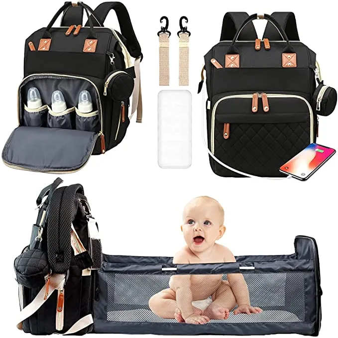 Large Capacity 0. Bag/Backpack with Bassinet and charging cable