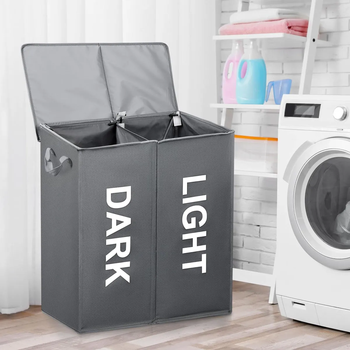 Laundry Hampers Dual Compartment Foldable Oxford