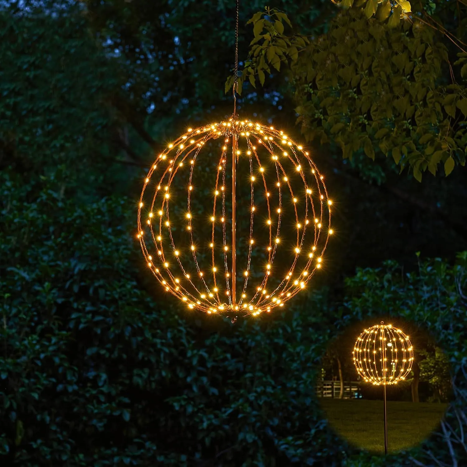 LED Light Ball Yard Decoration Pathway Lights Sphere Light Fold Flat Metal Frame Indoor Outdoor Waterproof Garden Lights