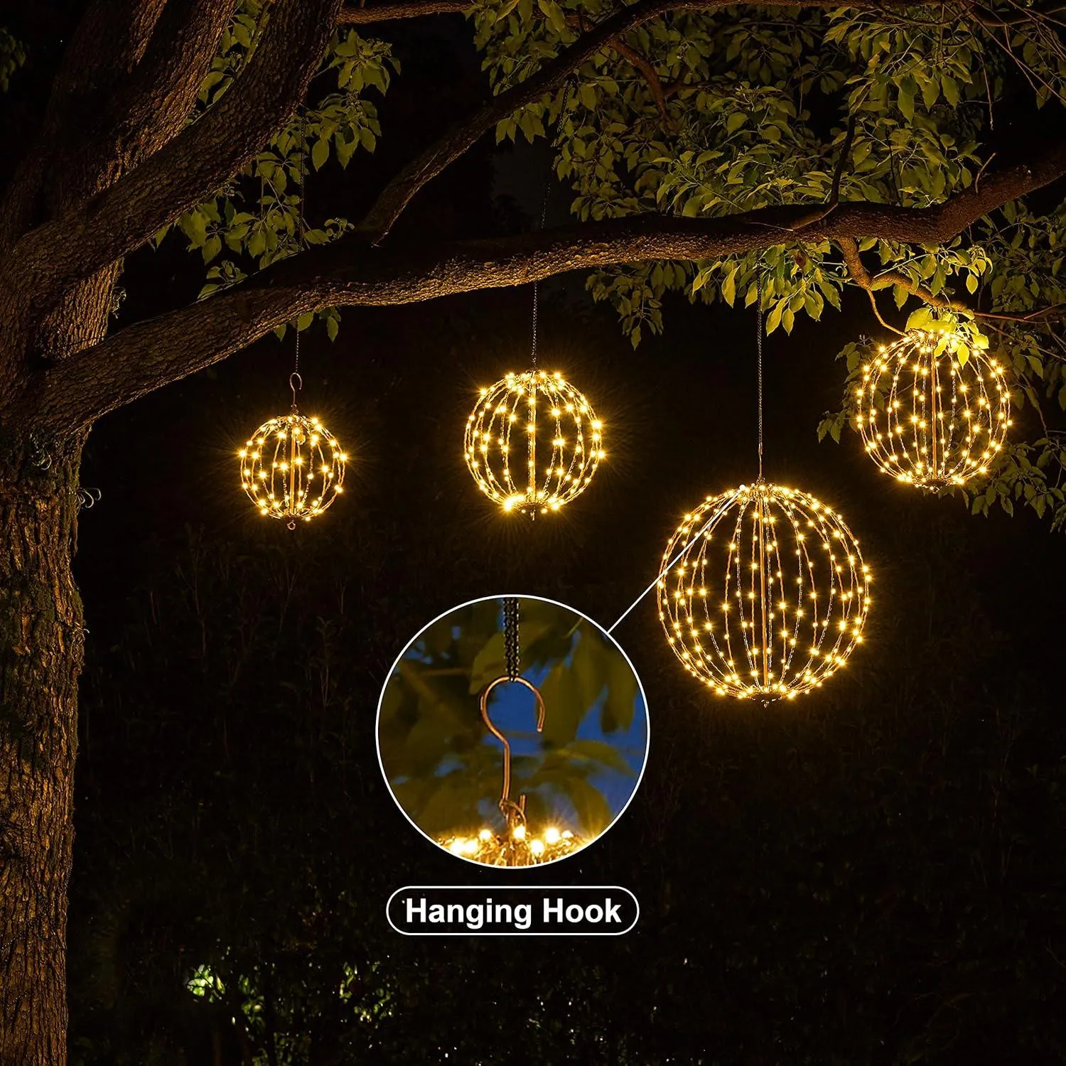 LED Light Ball Yard Decoration Pathway Lights Sphere Light Fold Flat Metal Frame Indoor Outdoor Waterproof Garden Lights