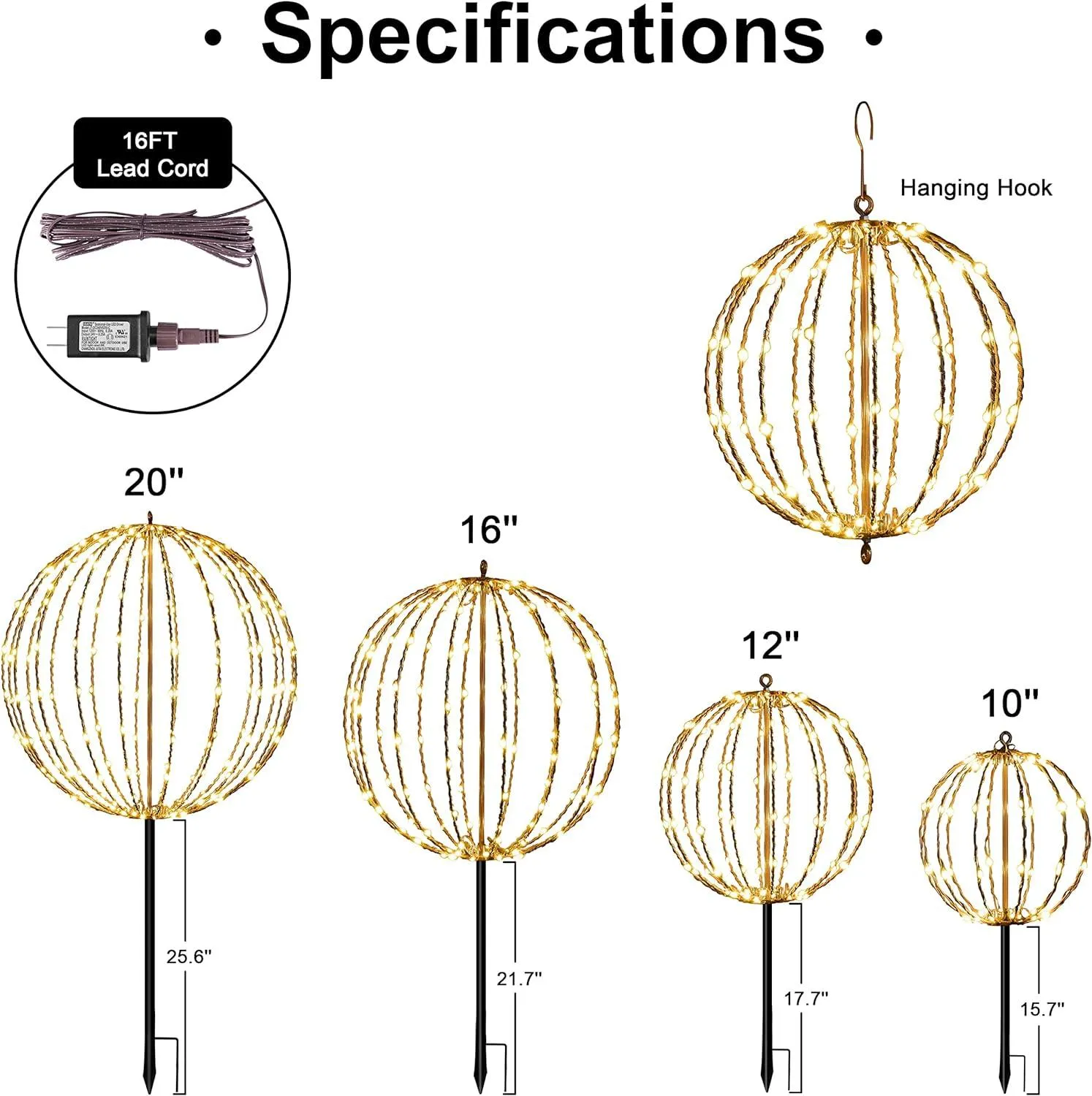 LED Light Ball Yard Decoration Pathway Lights Sphere Light Fold Flat Metal Frame Indoor Outdoor Waterproof Garden Lights