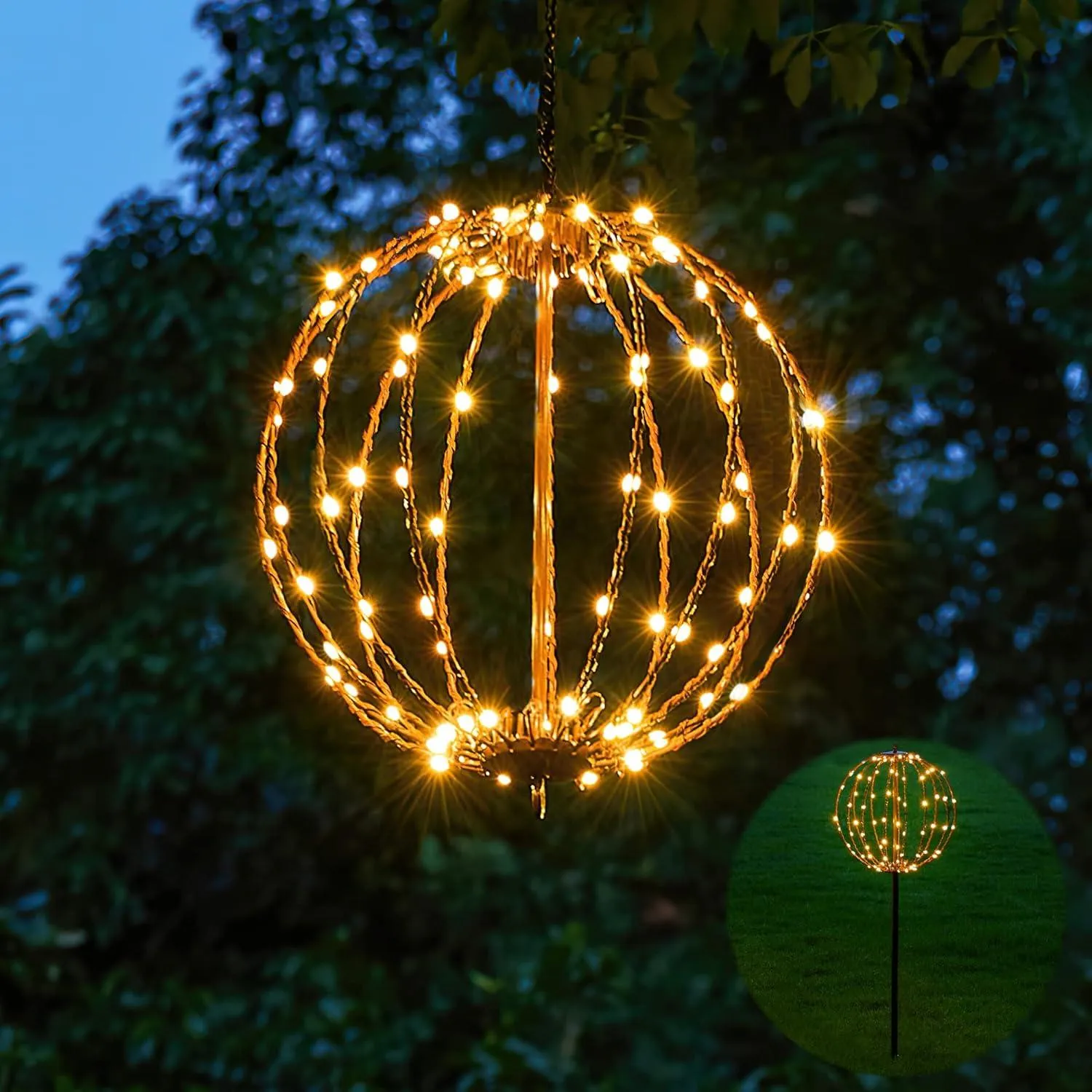 LED Light Ball Yard Decoration Pathway Lights Sphere Light Fold Flat Metal Frame Indoor Outdoor Waterproof Garden Lights