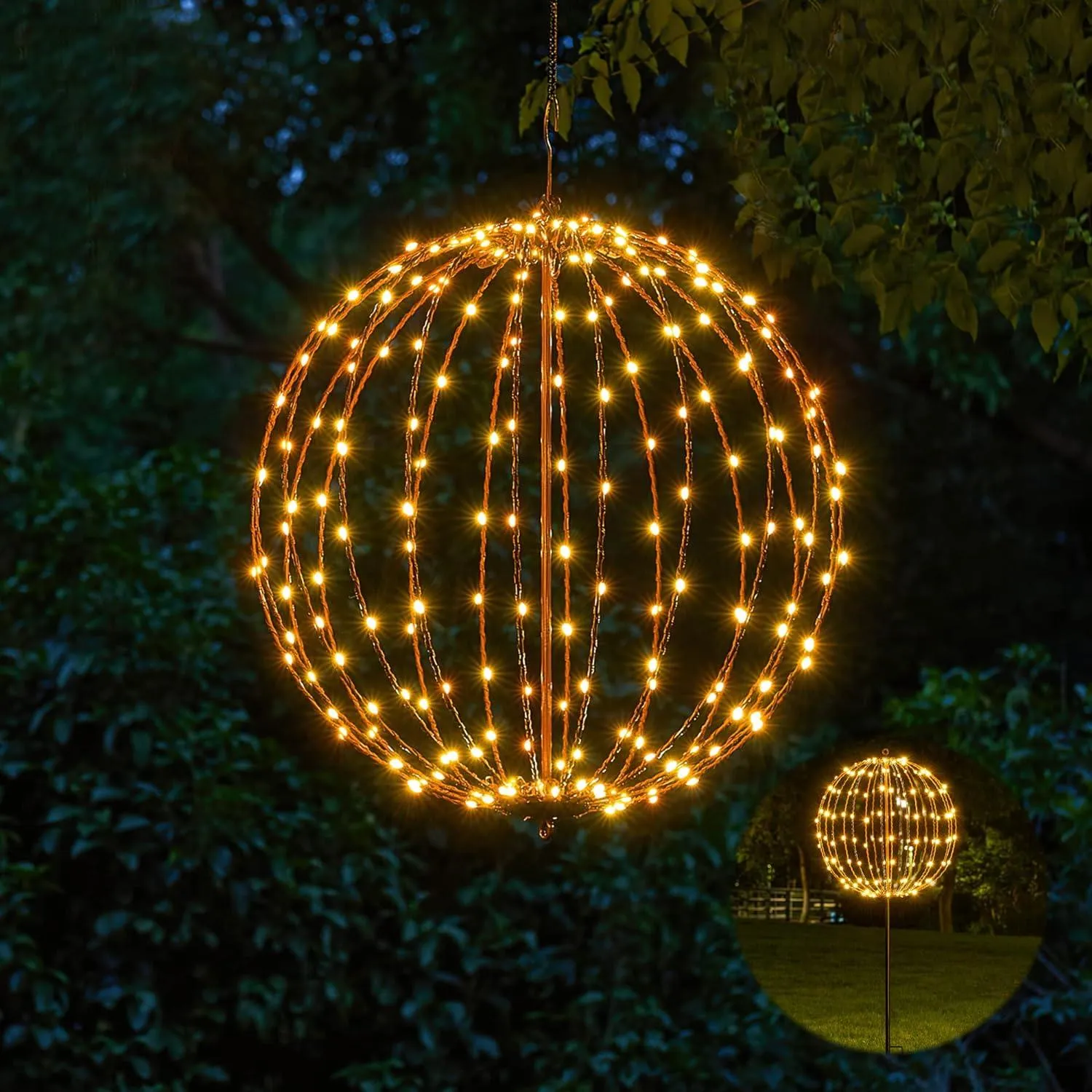 LED Light Ball Yard Decoration Pathway Lights Sphere Light Fold Flat Metal Frame Indoor Outdoor Waterproof Garden Lights
