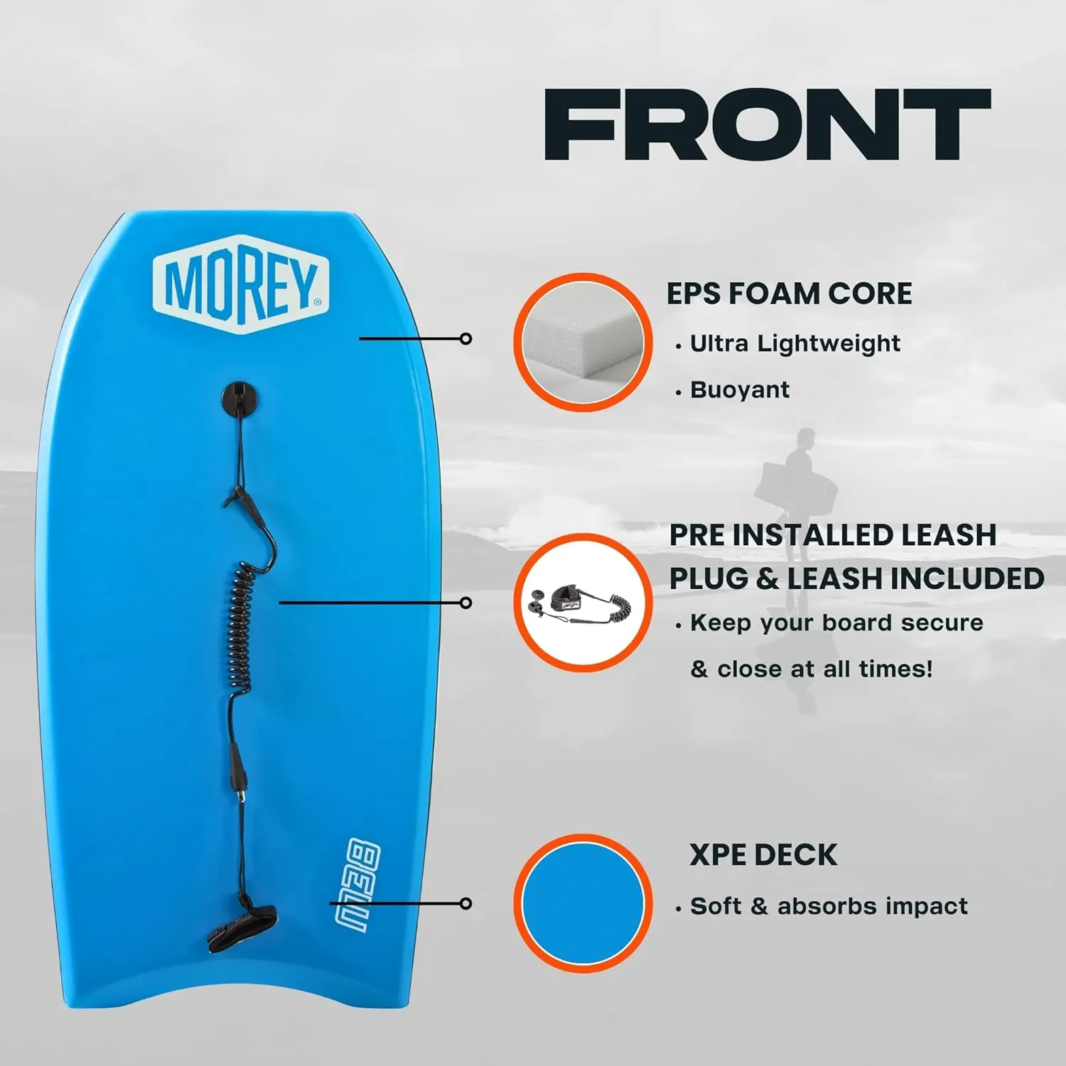 MOREY Boogie M38, The Original Bodyboard; 38" Body Boards for Beach, EPS Core for Durability, Engineered with HDPE Slick Bottom for Speed (2025 Model)