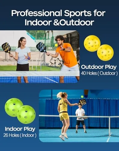 Muitcdo Pickleball Paddles Set of 4, USAPA Approved Pickleball Set with 4 Balls and 1 Carry Bag 4 Replacement Grips, Light Pickleball Rackets for Beginners and Intermediates Racquet for Men Wowen