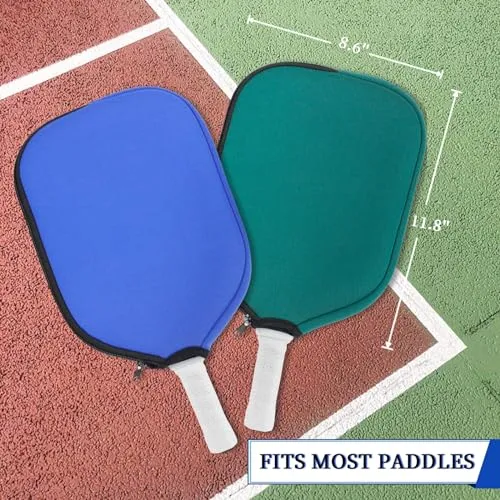 MYKUJA Pack Of 4 Pickleball Paddle Cover, Neoprene Pickleball Racket Sleeve, Black, Blue, Green, Purple, Pickball Cover Men Women