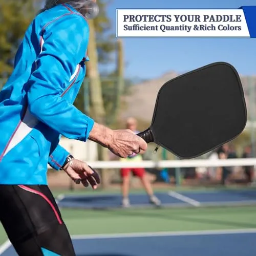 MYKUJA Pack Of 4 Pickleball Paddle Cover, Neoprene Pickleball Racket Sleeve, Black, Blue, Green, Purple, Pickball Cover Men Women