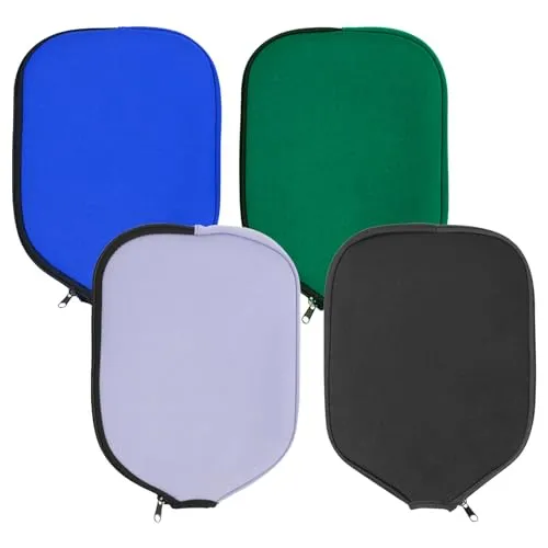 MYKUJA Pack Of 4 Pickleball Paddle Cover, Neoprene Pickleball Racket Sleeve, Black, Blue, Green, Purple, Pickball Cover Men Women