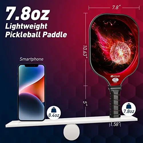 NATOLIKE Lightweight Pickleball Paddles, USAPA Approved Set of 2, Fiberglass Surface with Polypropylene Core Pickleball Set, 2 Pickleball Rackets, 4 Balls, 2 Cooling Towels & Bag