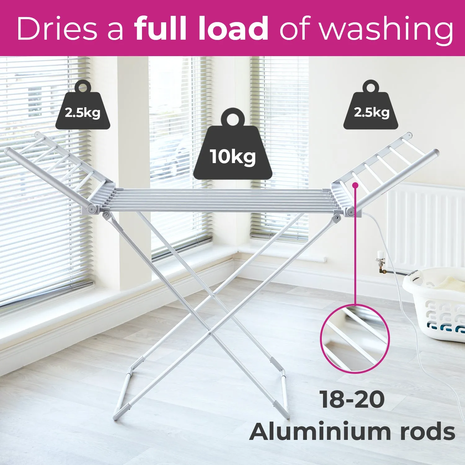 Neo Electric Heated Winged Airer Clothes Dryer Rack