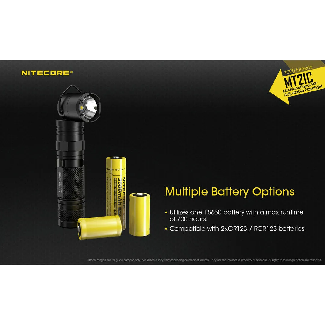 Nitecore MT21C Multifunctional 90 Degree Adjustable Flashlight (1000 Lumens | 18650 Lithium)