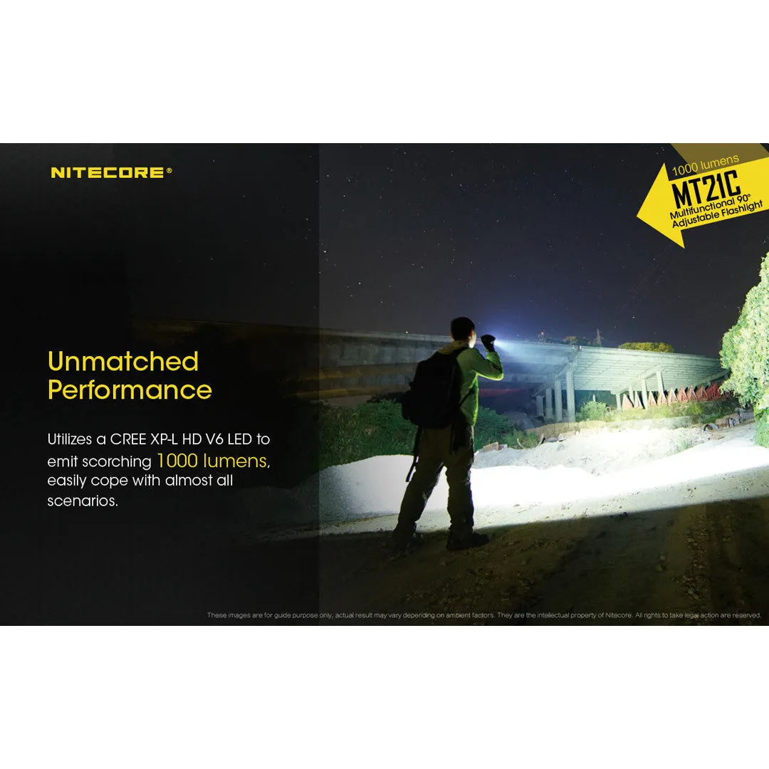 Nitecore MT21C Multifunctional 90 Degree Adjustable Flashlight (1000 Lumens | 18650 Lithium)